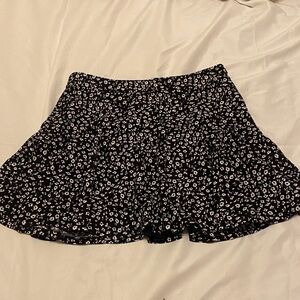 Reserved Black and White Floral Skater Skirt